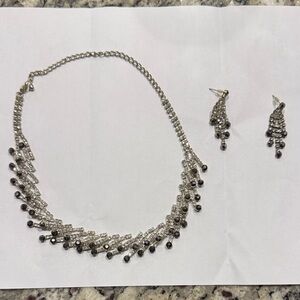 Elegant Silver and Black Jewelry Set